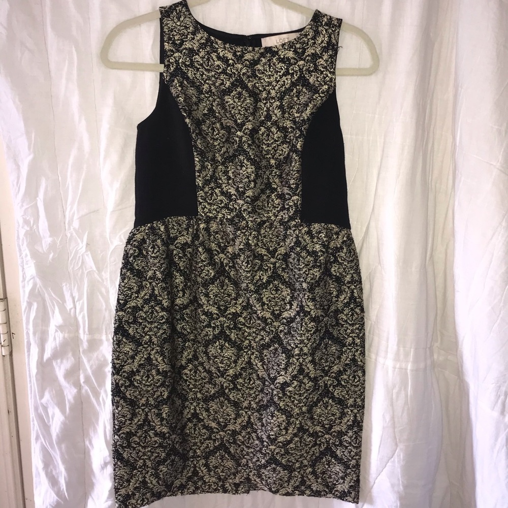 Loft Black & Tan Sleeveless Dress Size 2P